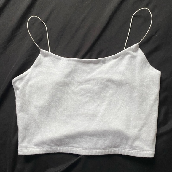 White Spaghetti Strap Crop Tank Top - Picture 1 of 4